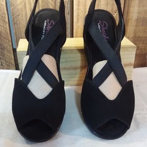 Sketchers Black Wedge Size 7